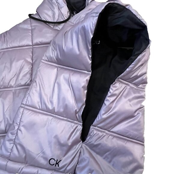 Calvin Klein Performance Metallic Cropped Puffer Vest Size Large Lavender Boxy - Picture 5 of 9